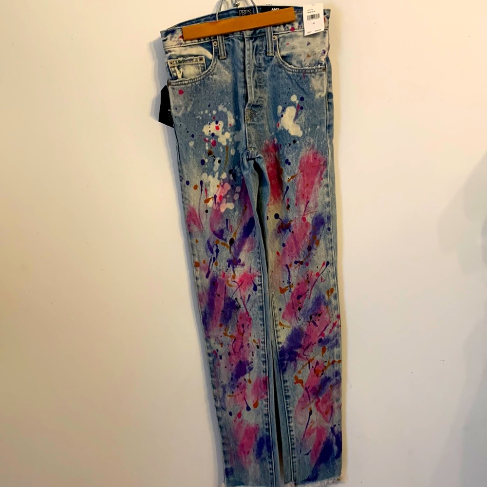 PRPS paint splash paint splitter jeans NWT 100% Cotton, Denim material.